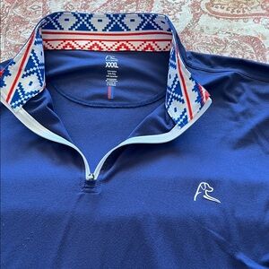 Rhoback Navy long sleeve Q-zip with Geometric Collar